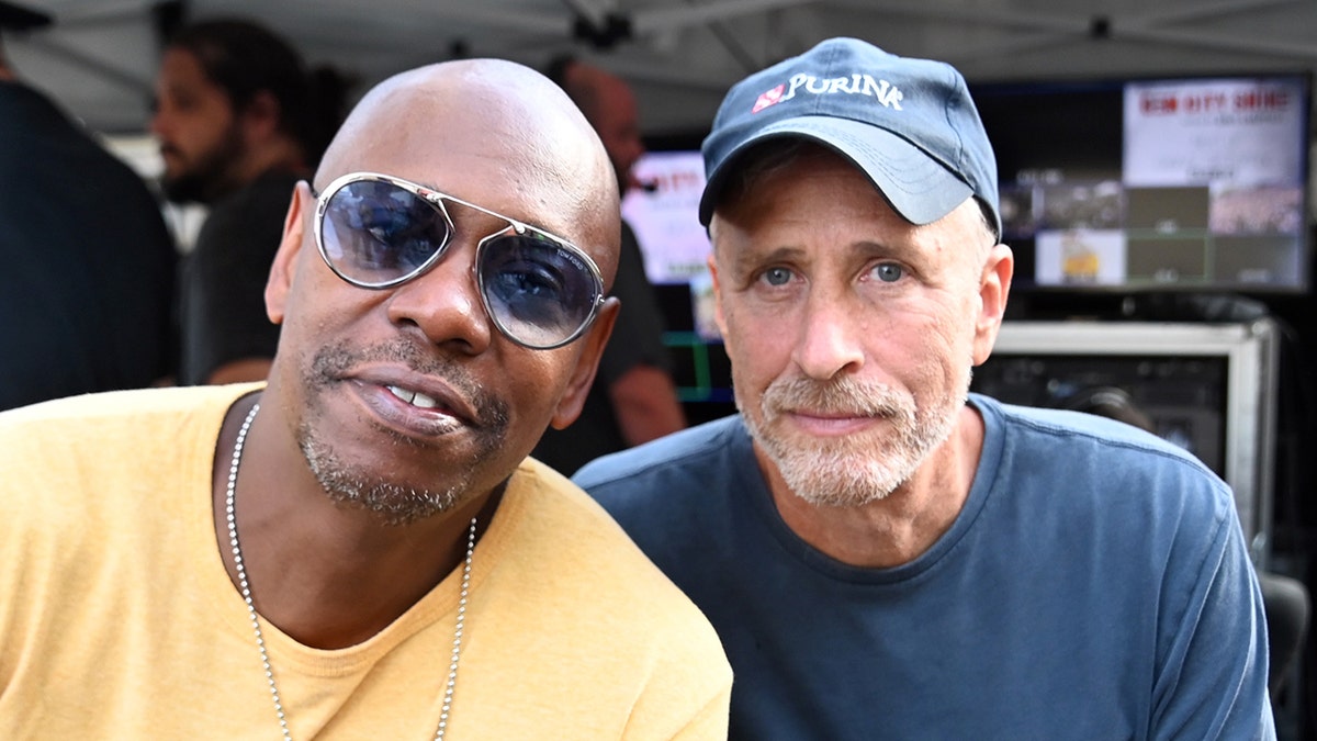 Jon Stewart, right, defended Dave Chappelle after many called for the comedian to be canceled following his remarks on the Netfliix stand-up special, ‘The Closer.’