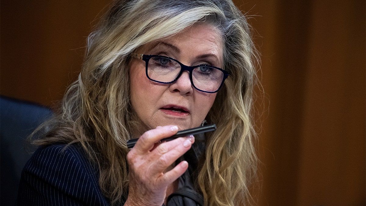 Sen. Marsha Blackburn, R-Tenn., speaks during the Senate Judiciary Committee hearing titled "Texas Unconstitutional Abortion Ban and the Role of the Shadow Docket" in Hart Senate Office Building, Washington, Sept. 29, 2021. 