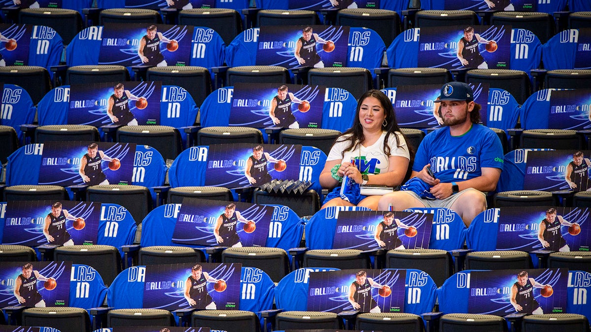 May 28, 2021; Dallas, Texas, USA; A view of fans sitting in the seats during warmups before the game between the Dallas Mavericks and the LA Clippers in game three in the first round of the 2021 NBA Playoffs at American Airlines Center.