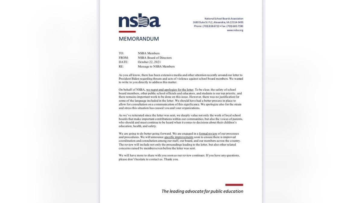 National School Boards Association apologizes for letter to Biden administration