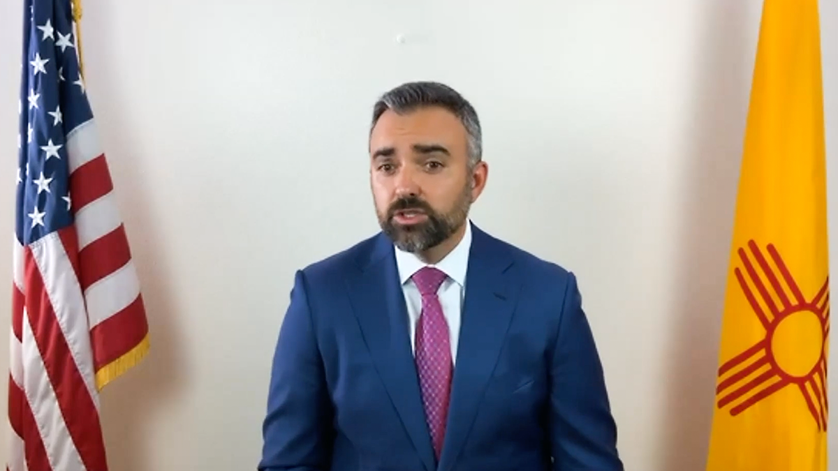 Bernalillo County District Attorney Raúl Torrez speaks in a video 