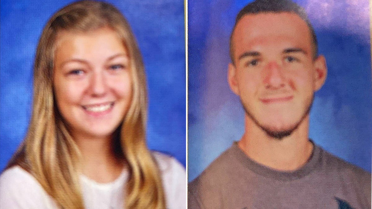 The images show Gabby Petito in her sophomore year and Brian Laundrie as a junior at Bayport-Blue Point High School in New York.