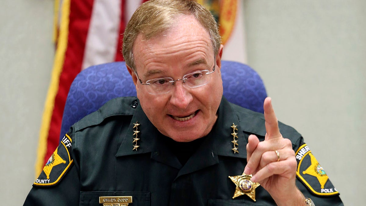 Sheriff Grady Judd speaks about the arrest of Pastor Terry Jones during his press conference at the PCSO Southwest District substation in Lakeland, Florida in a file photo.