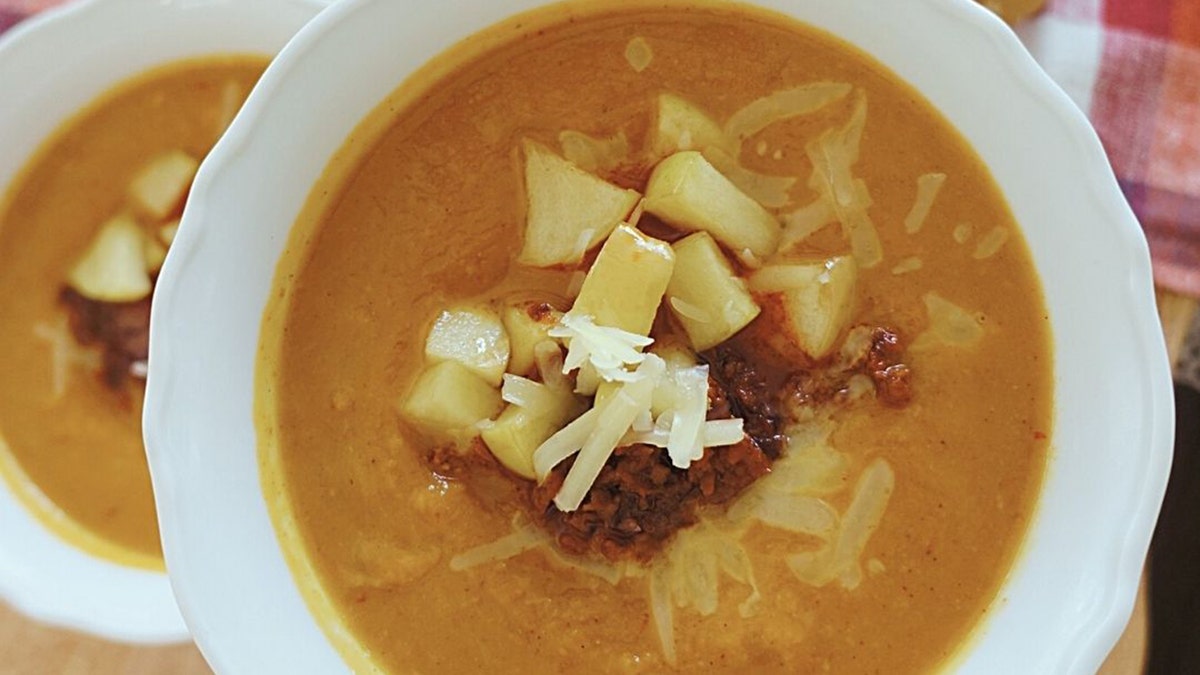 Spiced pumpkin soup dish