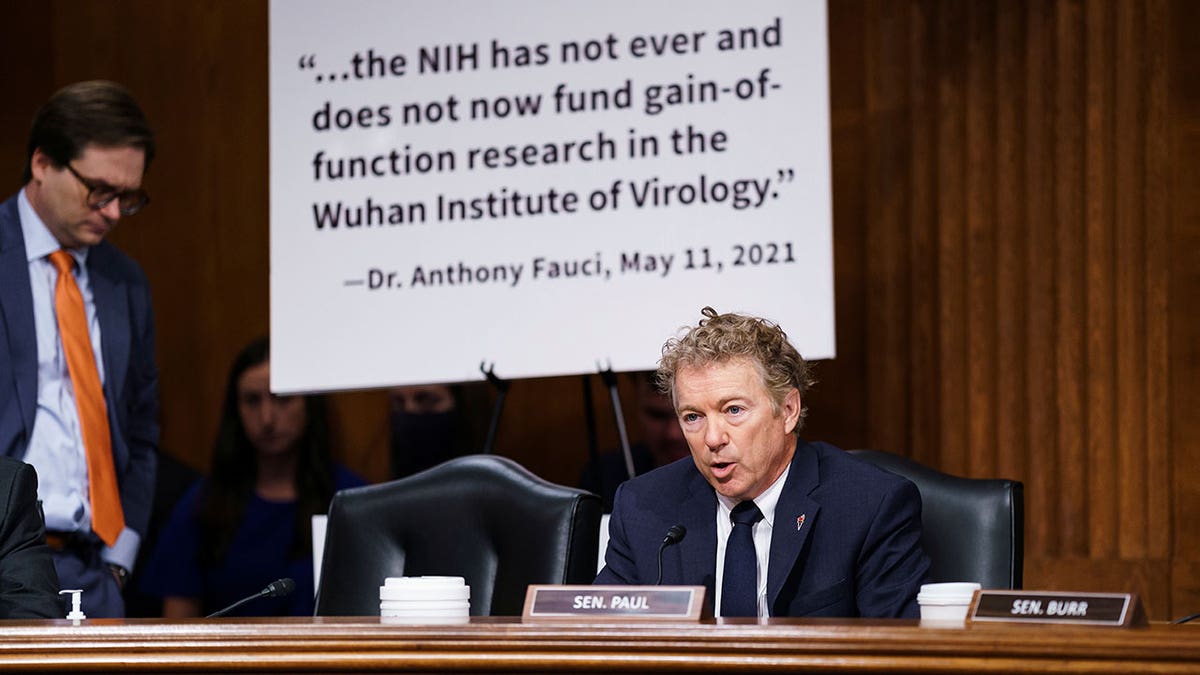Sen. Rand Paul questions top infectious disease expert Dr. Anthony Fauci during a Senate Health, Education, Labor, and Pensions Committee hearing on Capitol hill in Washington, D.C., July 20, 2021. 