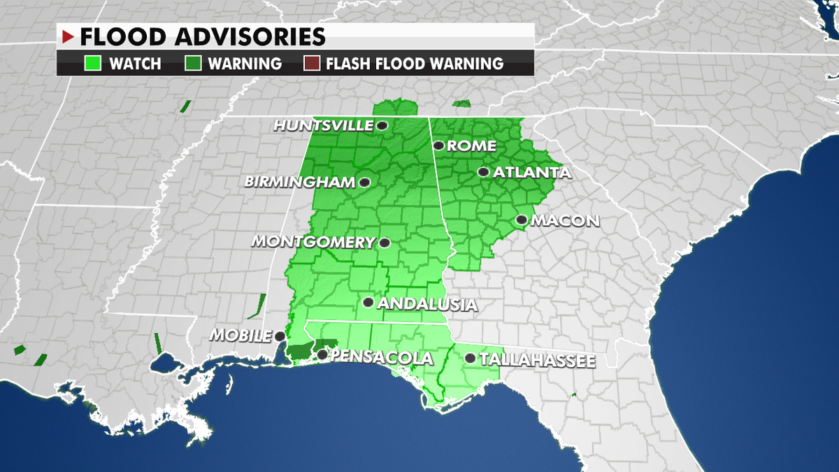 Flood advisories across the Southeast
