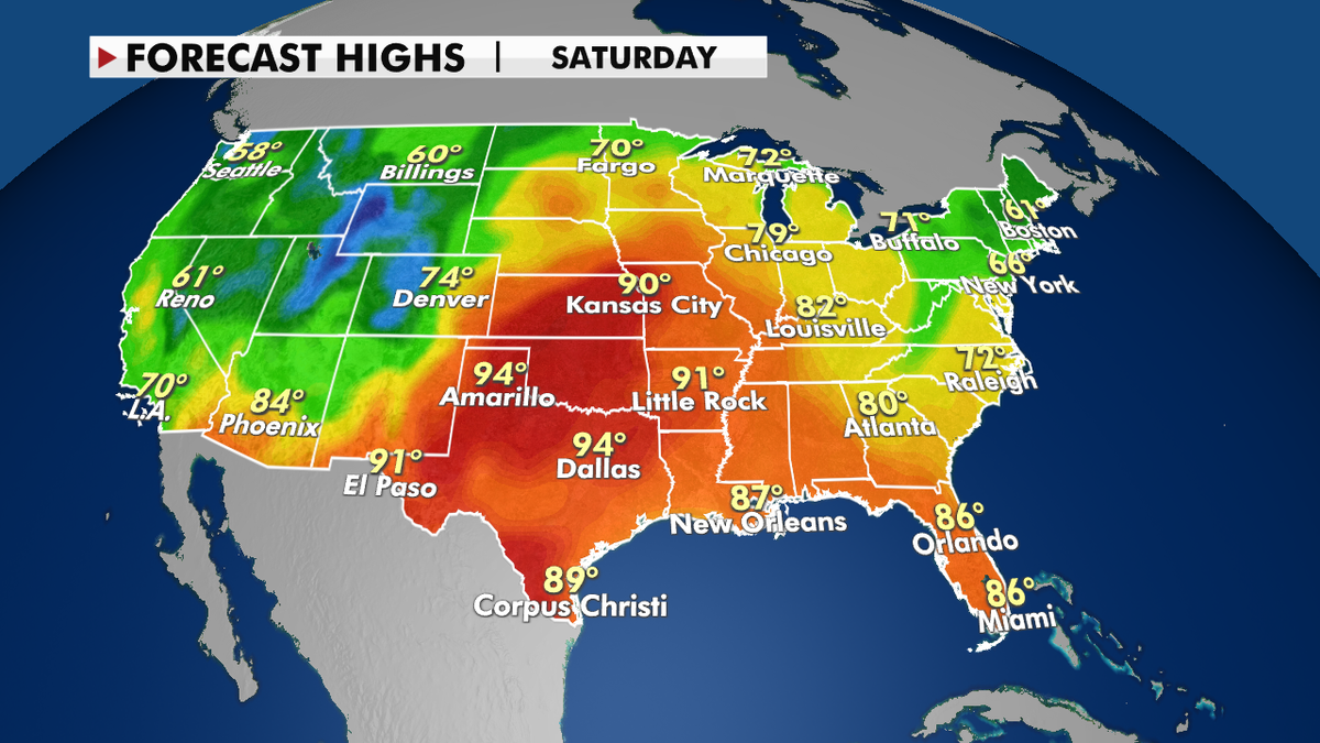 Forecast highs across the U.S.