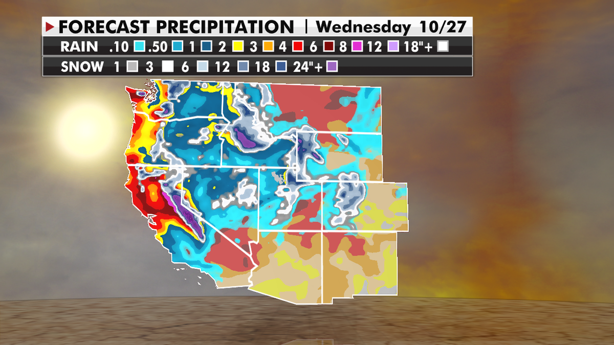 Forecast precipitation in the West for the week of October 27