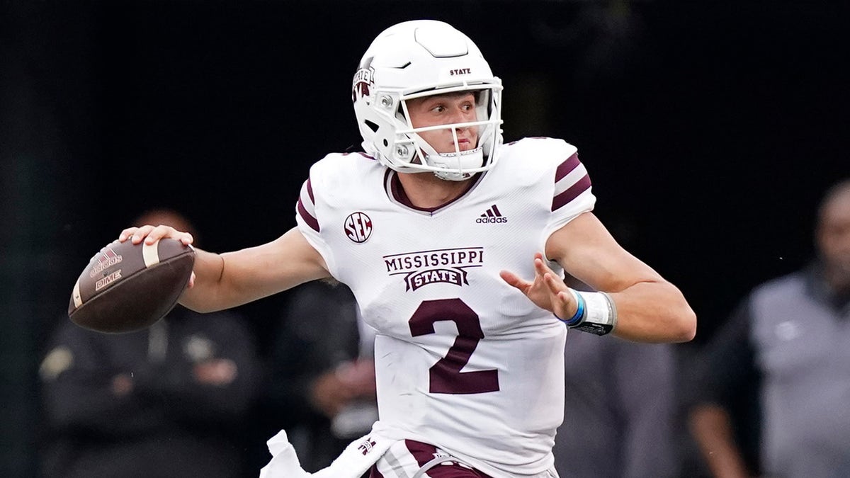 Mississippi State quarterback Will Rogers scrambles against Vanderbilt in the first half of an NCAA college football game Saturday, Oct. 23, 2021, in Nashville, Tenn.