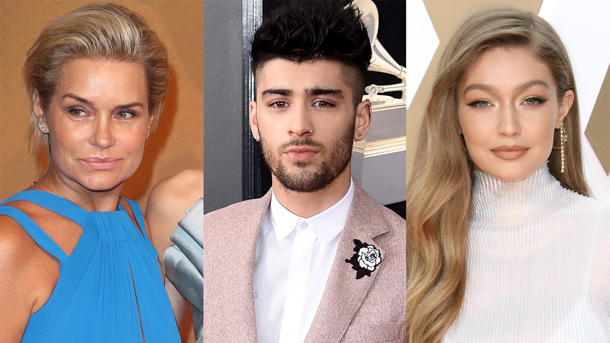 Zayn Malik (center) has denied allegations that he ‘struck’ Yolanda Hadid (left), the mother of his partner Gigi Hadid (right).
