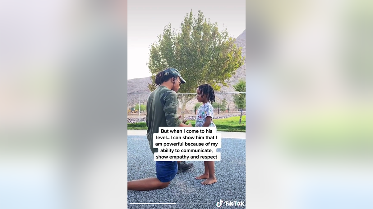Marine veteran and dad of three Devonte Bennett Bey talks with his son in a TikTok video