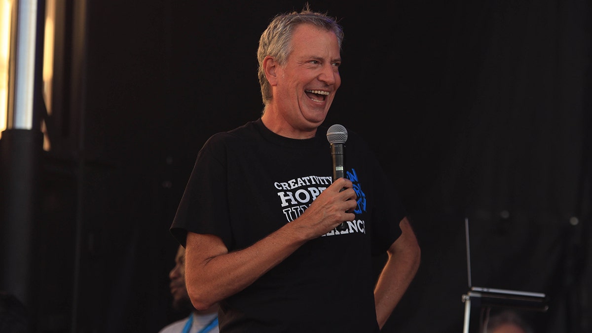 Mayor Bill de Blasio attends '"It's Time For Hip Hop In NYC: Brooklyn" at Brooklyn Army Terminal in August in New York. 