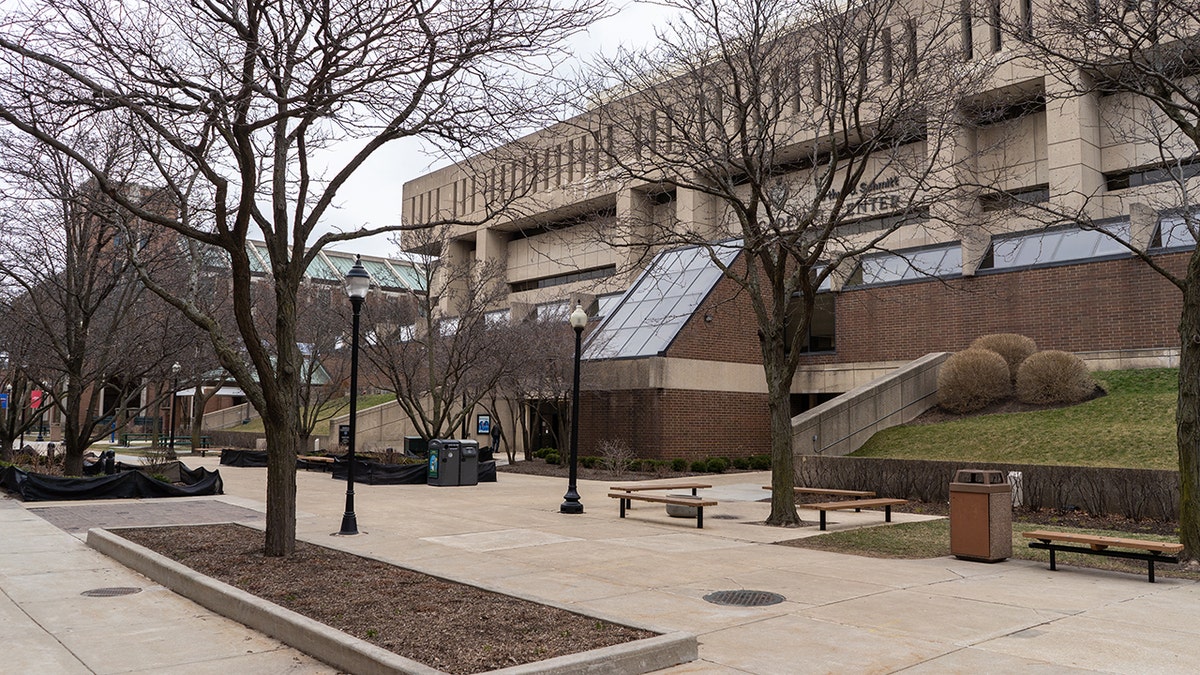 The Lincoln Park campus of DePaul University is seen largely empty as it closes to faculty in March, 2020 in Chicago. Recently, a former DePaul University student was convicted on terrorism charges and he faces up to 20 years in prison.