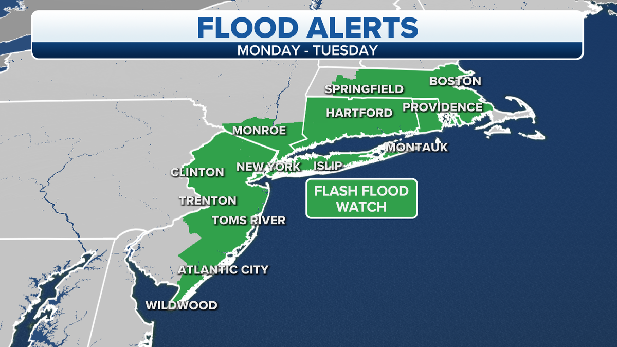 Flood alerts in effect Monday morning.