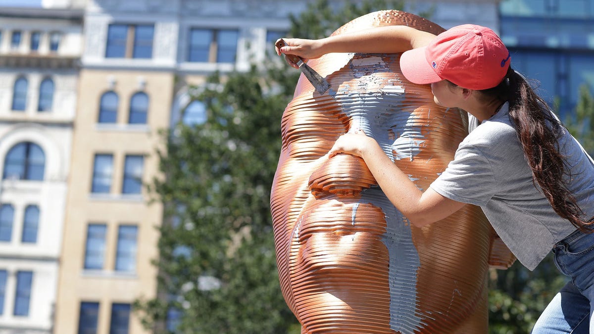 George Floyd memorial vandalized in NYC