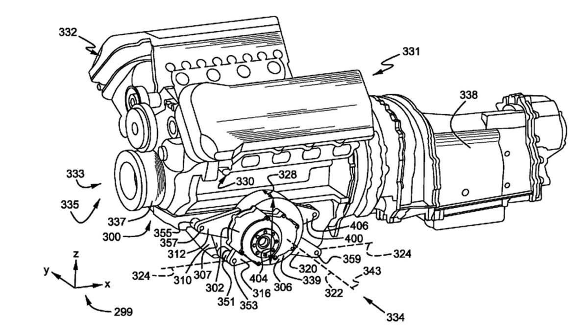 Ford has filed a patent for a V8 with electric motors attached to it.