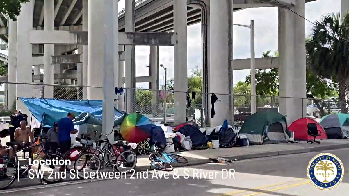 Homeless encampment in Miami (Credit: City of Miami Government Facebook Page)