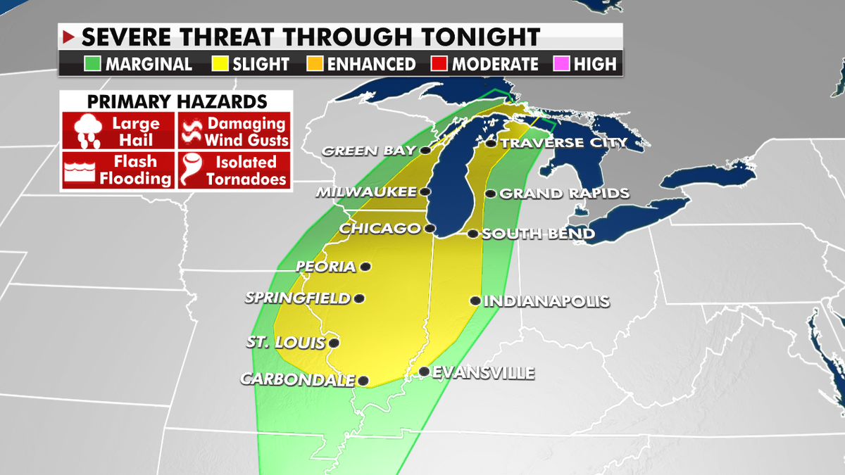 The severe weather threat for Monday, Oct. 11. 
