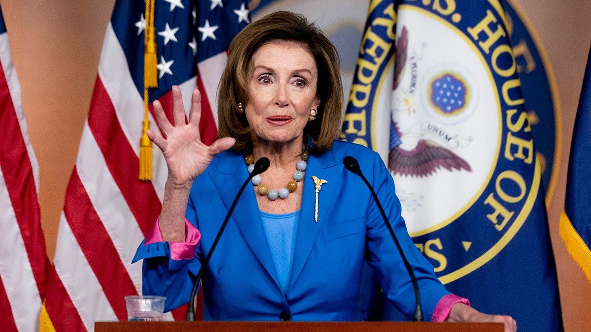 House Speaker Nancy Pelosi of Calif. speaks during her weekly press briefing on Capitol Hill, Thursday, Sept. 30, 2021, in Washington. (AP Photo/Andrew Harnik)