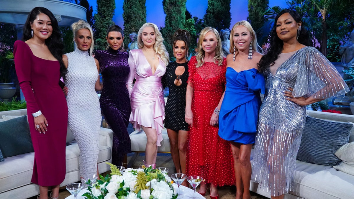 Pictured: (l-r) Crystal Kung Minkoff, Dorit Kemsley, Lisa Rinna, Erika Girardi, Kyle Richards, Kathy Hilton, Sutton Stracke, Garcelle Beauvais 