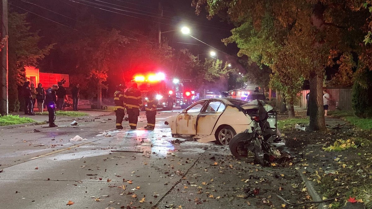 Seattle police released bodycam video of officers rushing toward the wreckage of a burning car and pulling the driver – a convicted felon – to safety