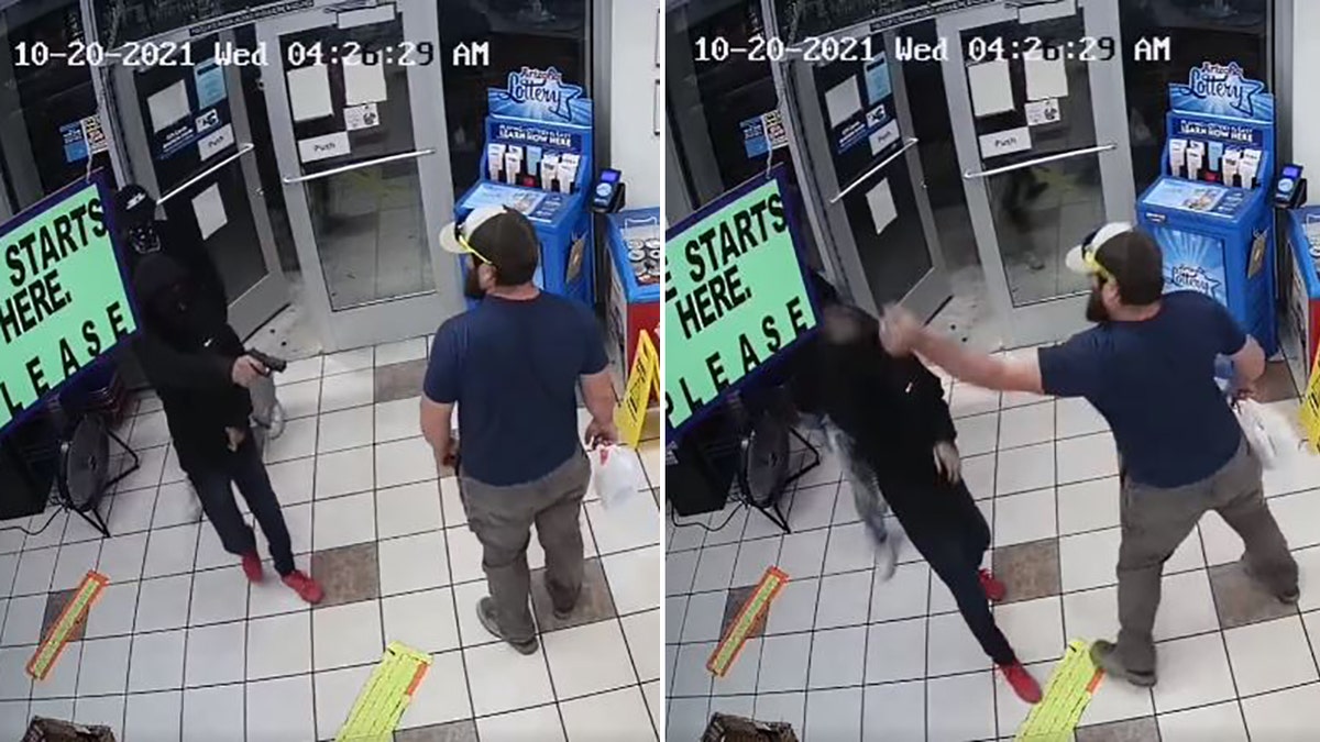 A Marine Corps veteran in Arizona was caught on video single-handedly disarming a gun-wielding juvenile who was attempting to rob a gas station on Wednesday.