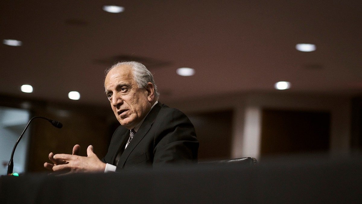 Zalmay Khalilzad, special representative for Afghanistan reconciliation at the State Department, testifies in a Senate Foreign Relations Committee hearing on U.S. policy in Afghanistan on Capitol Hill in April.