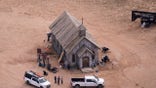 This aerial photo shows the Bonanza Creek Ranch in Santa Fe, N.M., Saturday, Oct. 23, 2021. Actor Alec Baldwin fired a prop gun on the set of a Western being filmed at the ranch on Thursday, Oct. 21, killing the cinematographer, officials said. (AP Photo/Jae C. Hong)