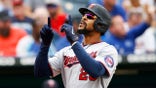 Byron Buxton reacts after hitting a two-run home run