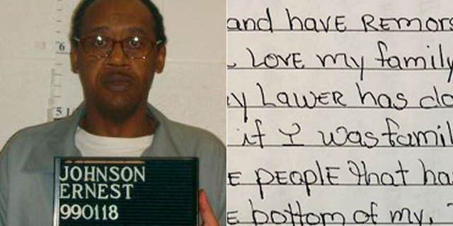 Ernest Lee Johnson is seen along with a portion of his final statement.
