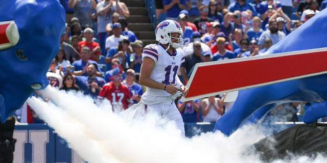 Buffalo Bills wide receiver Cole Beasley jogs on the field prior to the game against the Green Bay Packers at Highmark Stadium.