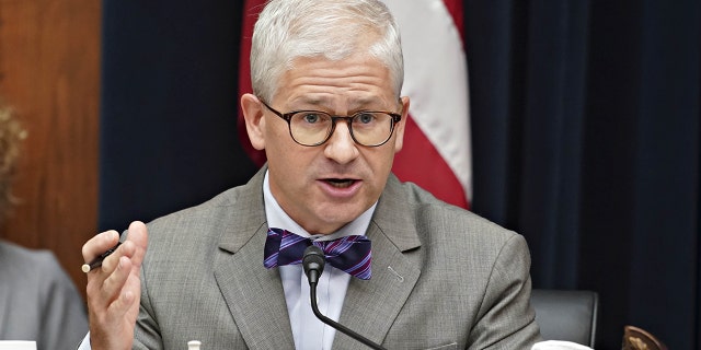 Representative Patrick McHenry (R-NC) attends the House Financial Services Committee hearing on Capitol Hill in Washington, US, September 30, 2021.