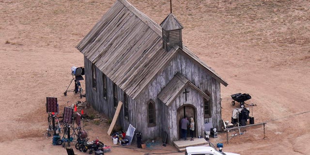 Aerial photo from Bonanza Creek Ranch shows the church where actor Alec Baldwin fired a prop gun.