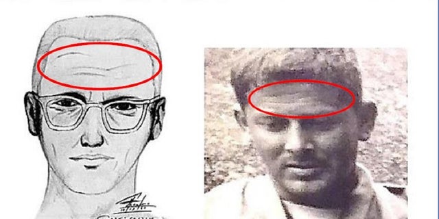 A sketch of the Zodiac Killer is compared to Gary Poste, specifically scars on the forehead in both images.