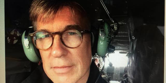Fox News correspondent Greg Palkot on a helicopter ride.