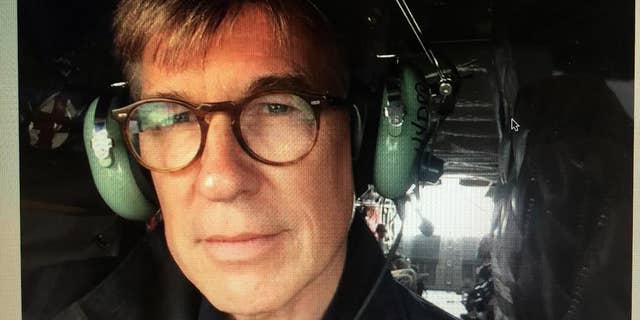 Fox News correspondent Greg Palkot on a helicopter ride.