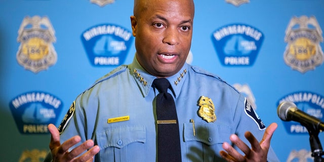 Minneapolis Police Chief Medaria Arradondo addresses the media regarding the proposed charter amendment that would replace the police department during a new conference.