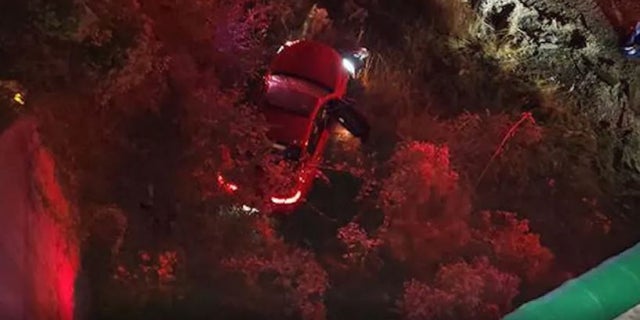 A car in Atlanta fell down an embankment.