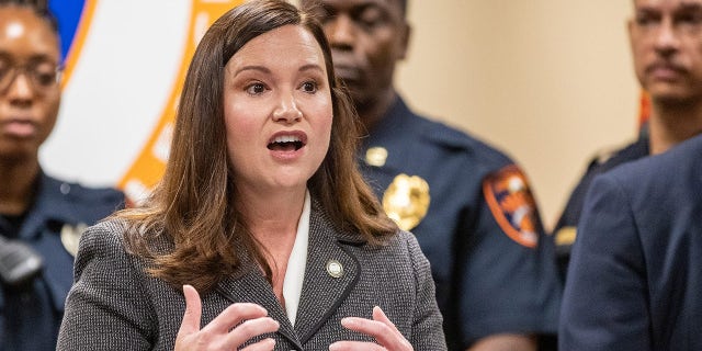 Florida Attorney General Ashley Moody visits the Lakeland Police Department to announce a hiring bonus for new Florida police officers at the Lakeland Police department in Lakeland  Fl. Tuesday Sept. 7 2021.