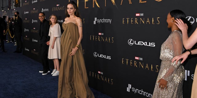 Jolie's kids, whom she shares with ex Brad Pitt, all wore vintage or upcycled dresses straight from the actress' closet.