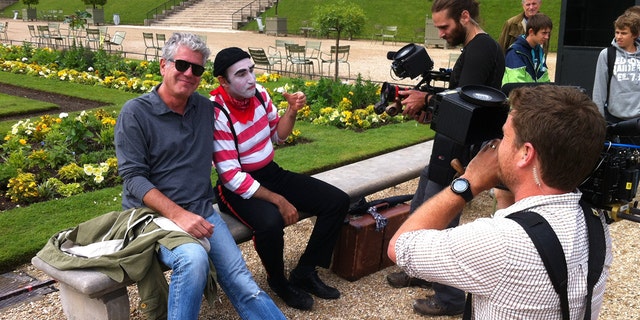 Anthony Bourdain, seen here in Paris, was not a fan of mimes.