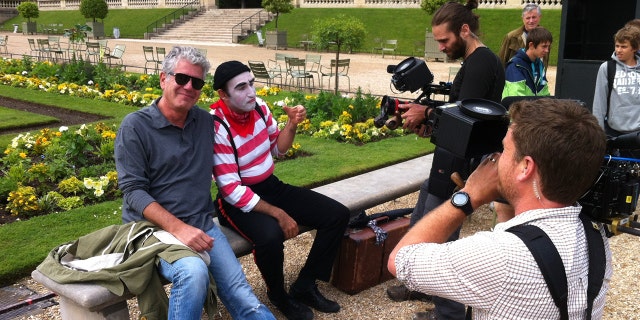 Anthony Bourdain, seen here in Paris, was not a fan of mimes.