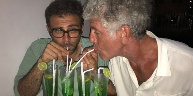 Anthony Bourdain celebrating Tom Vitale's birthday in Sri Lanka.