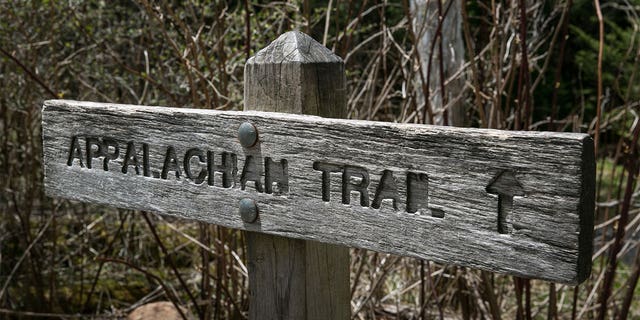 A road sign at Clingmans Dome, a major scenic point along the Appalachian Trail, is seen on May 11, 2018 near Cherokee, North Carolina. 