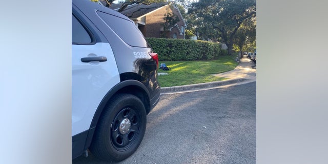 An Austin police vehicle at the scene of a deadly standoff Wednesday.