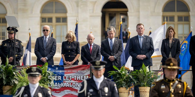 Oct. 16, 2021: President Biden and officials including Homeland Security Secretary Alejandro Mayorkas attend the Annual National Police Officers' Memorial Service at the U.S. Capitol. (DHS Photo/Benjamin Applebaum)