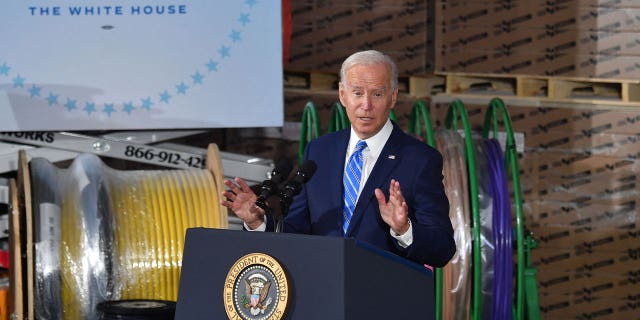 President Joe Biden delivers remarks after touring the Clayco construction site in Elk Grove Village, Illinois, Oct. 7, 2021.
