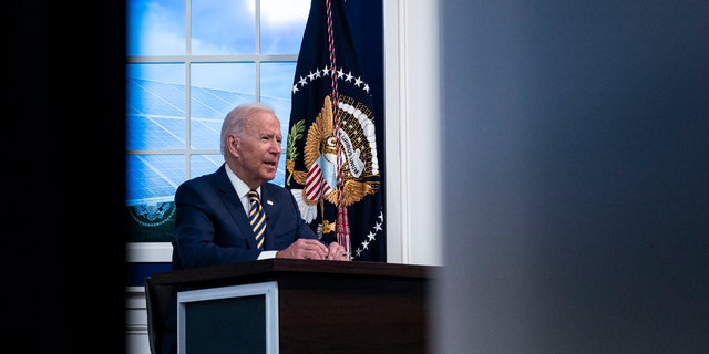 President Joe Biden speaks during a conference call on climate change on Sept. 17, 2021, in Washington, D.C. 