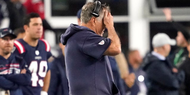 New England Patriots head coach Bill Belichick during the second half of an NFL football game against the Tampa Bay Buccaneers, Sunday, Oct. 3, 2021, in Foxborough, Massachusetts.