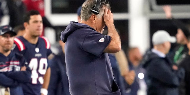 New England Patriots head coach Bill Belichick during the second half of an NFL football game against the Tampa Bay Buccaneers, Sunday, Oct. 3, 2021, in Foxborough, Massachusetts.